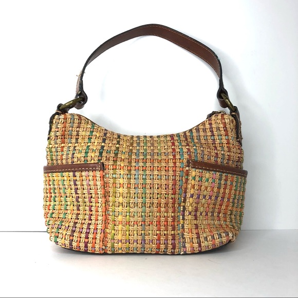 Fossil Bags Fossil Rainbow Woven Straw Mini Hobo Shoulder Bag